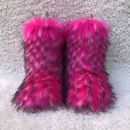 Raccoon Dog Fox Fur Fur Snow Boots