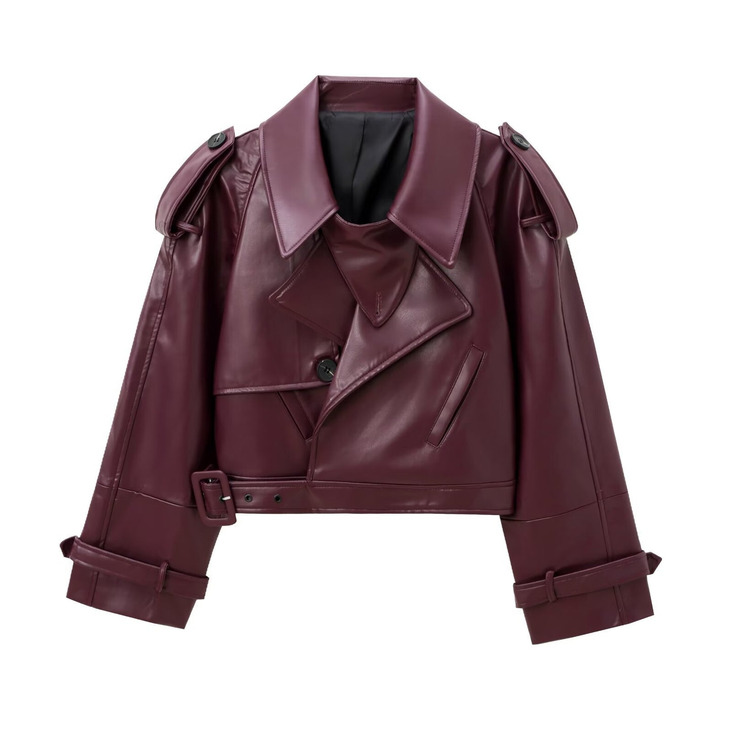 Model Style Profile Shoulder Motorcycle Short Coat Leather Fashion Jacket