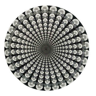 Shawl Print Mat Round Peacock Beach Towel