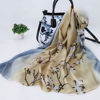 Women's Silk Scarf Shawl Sunscreen Scarf