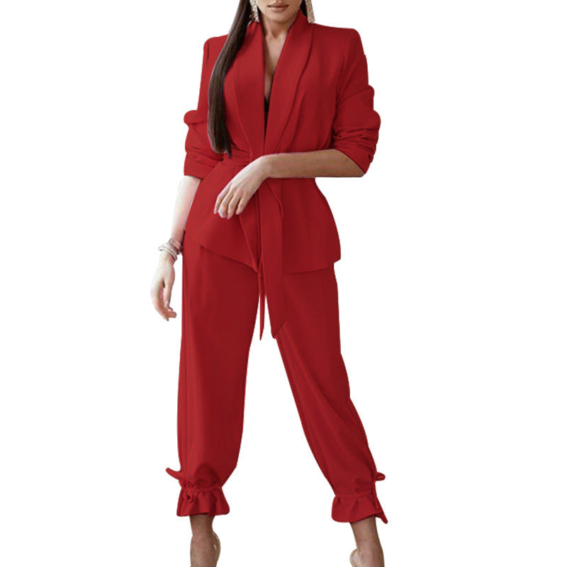 New Fashion Solid Color Casual Two Piece Suit
