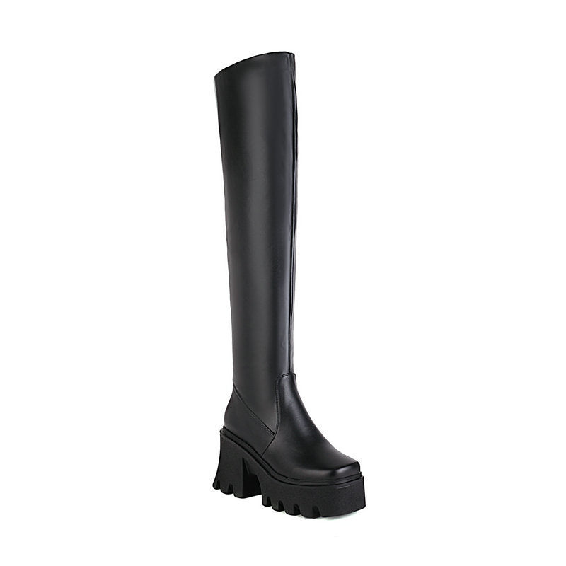 But The Knee  Thick Heel High  Autumn And Winter New Style Knight Smoke Boots