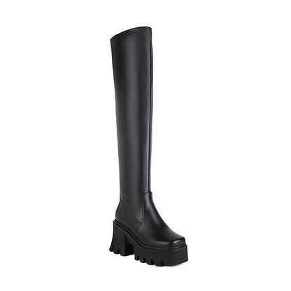 But The Knee  Thick Heel High  Autumn And Winter New Style Knight Smoke Boots