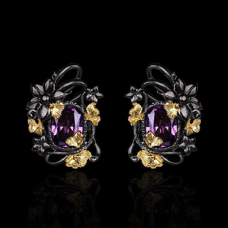 Retro Light Luxury Amethyst Earrings Women
