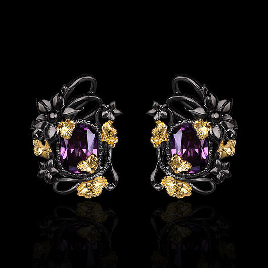 Retro Light Luxury Amethyst Earrings Women