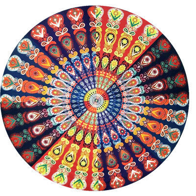 Shawl Print Mat Round Peacock Beach Towel
