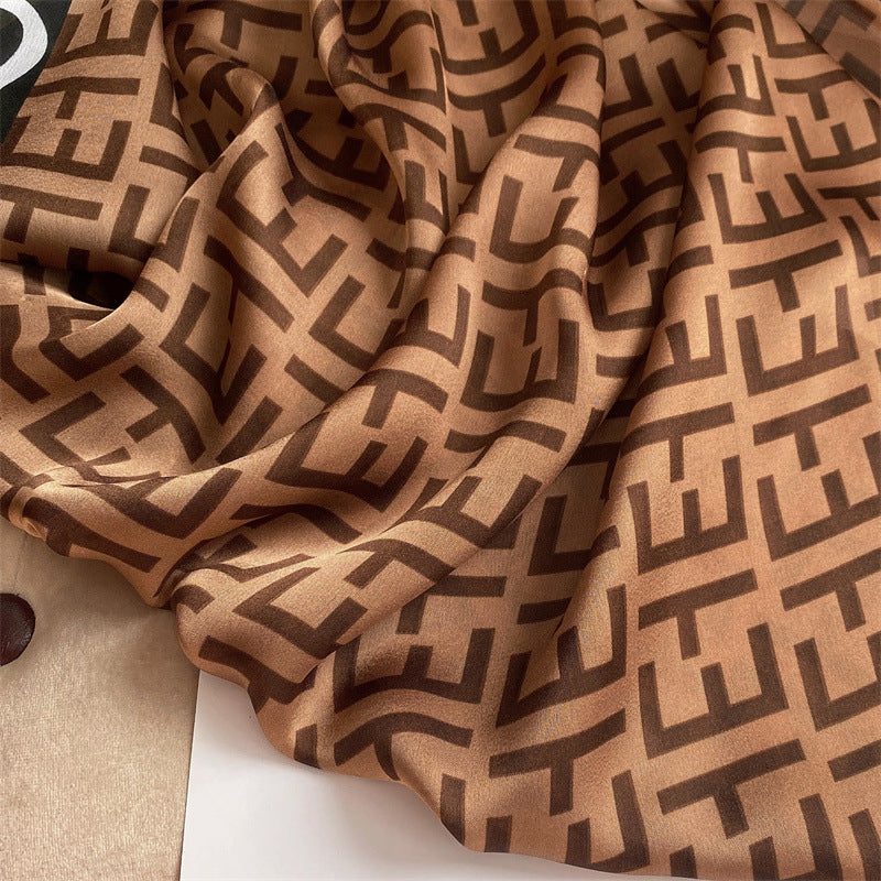 New Silk Satin Thin Shawl Tide Brand Beach Towel