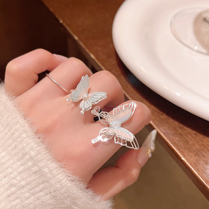 Korean Style Fairy Temperamental Colorful Butterfly Ring