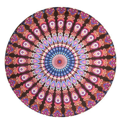 Shawl Print Mat Round Peacock Beach Towel