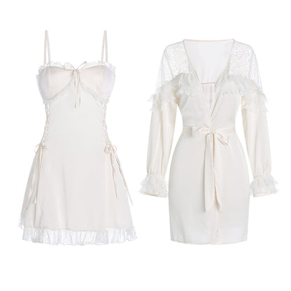 Satin Lace Backless Lace Up Suit