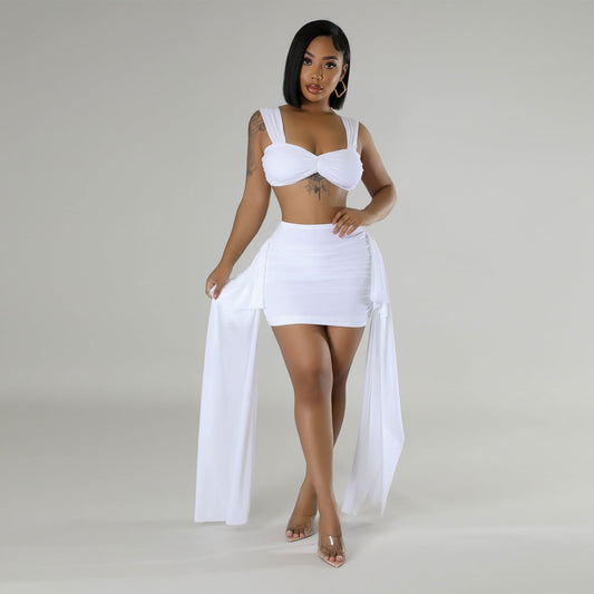 Casual Lotus Leaf Skirt Two-piece Set