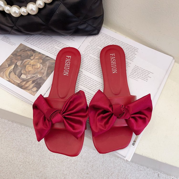 Fashion Personality Flat Bowknot Slippers For Women