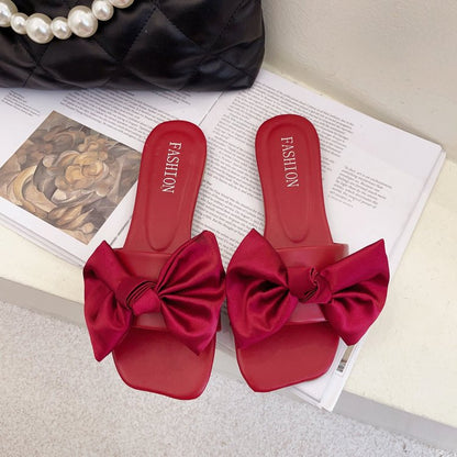 Fashion Personality Flat Bowknot Slippers For Women