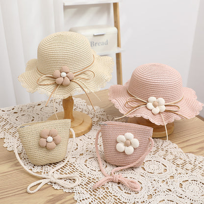Girls' Sun-proof Sun Straw Hat Bag