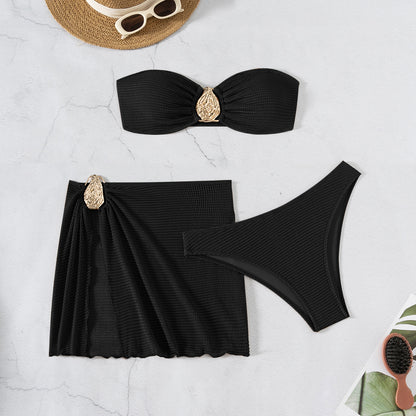 Hot Spring Vacation Beach Three-piece Split Swimsuit Skirt Bikini For Women