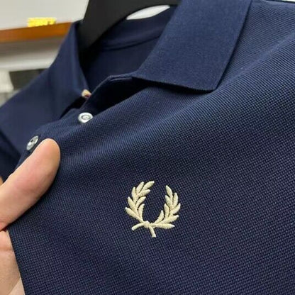 Men's Lapel Half Sleeve Polo Shirt Light Luxury Business Embroidered T-shirt