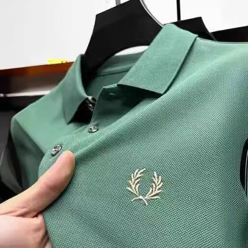 Men's Lapel Half Sleeve Polo Shirt Light Luxury Business Embroidered T-shirt