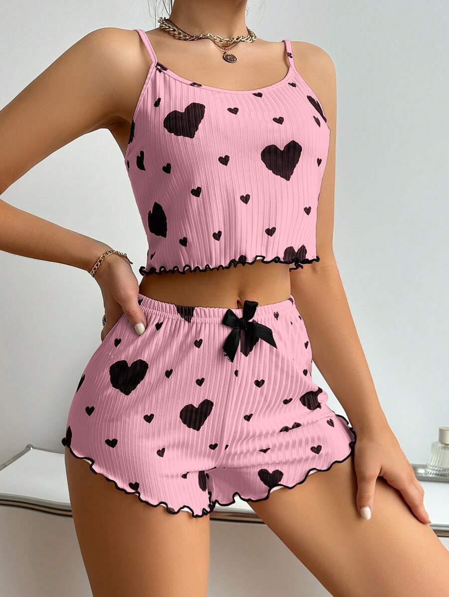 Summer Suspender Elastic Shorts Pajamas Women's Suit