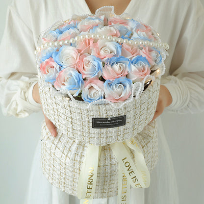 Classic Style Ice Crushing Blue Rose Soap Bridal Bouquet