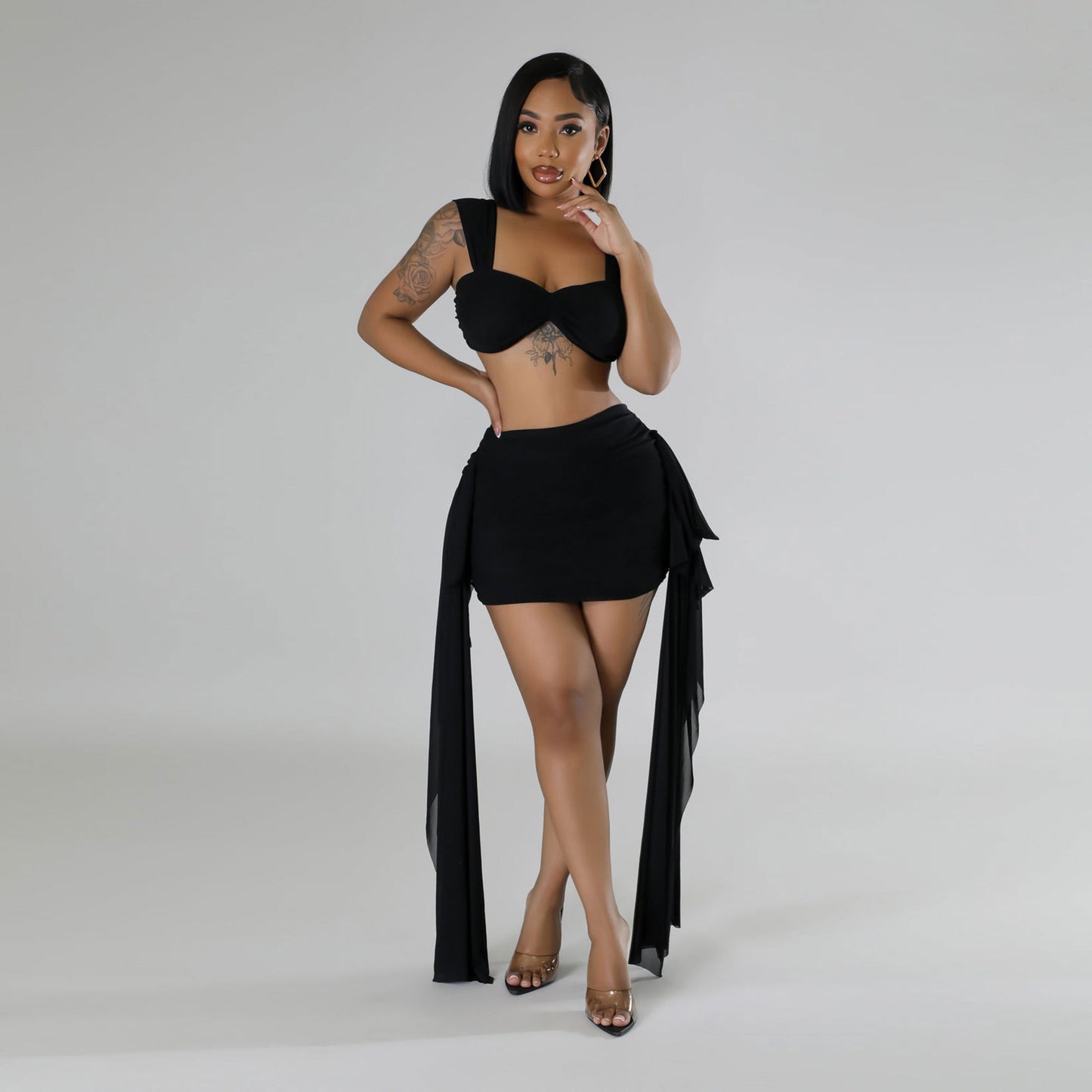 Casual Lotus Leaf Skirt Two-piece Set