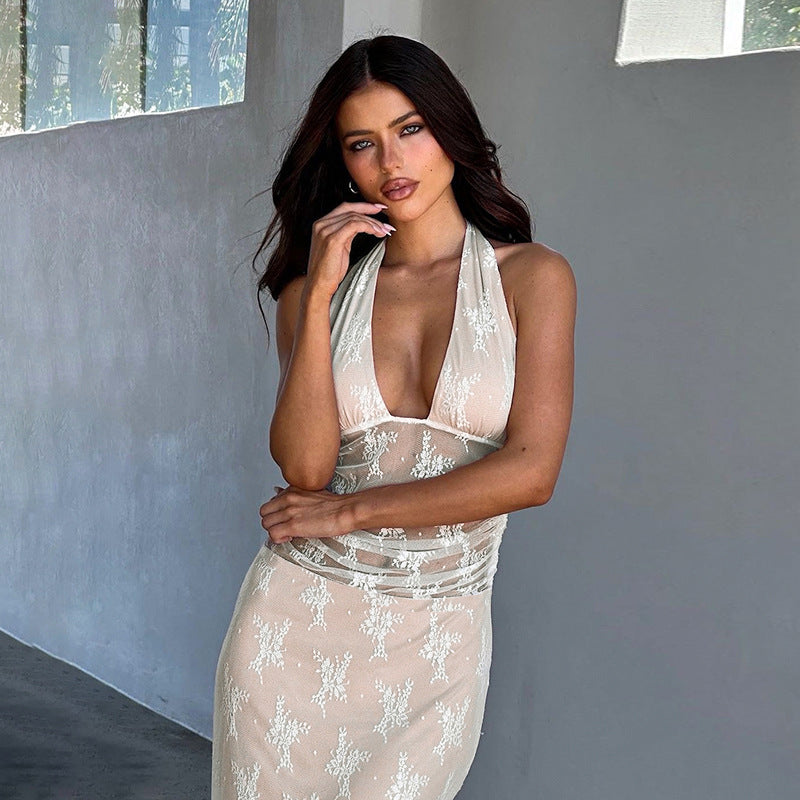 Fashion Personality Lace Backless Dress Women