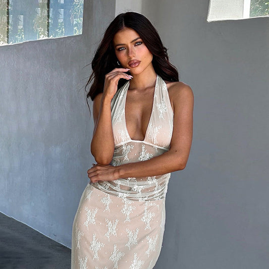 Fashion Personality Lace Backless Dress Women