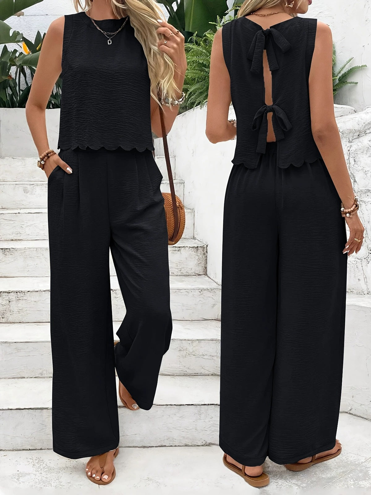 Women's Clothing Sleeveless Vest Casual Trousers Suit