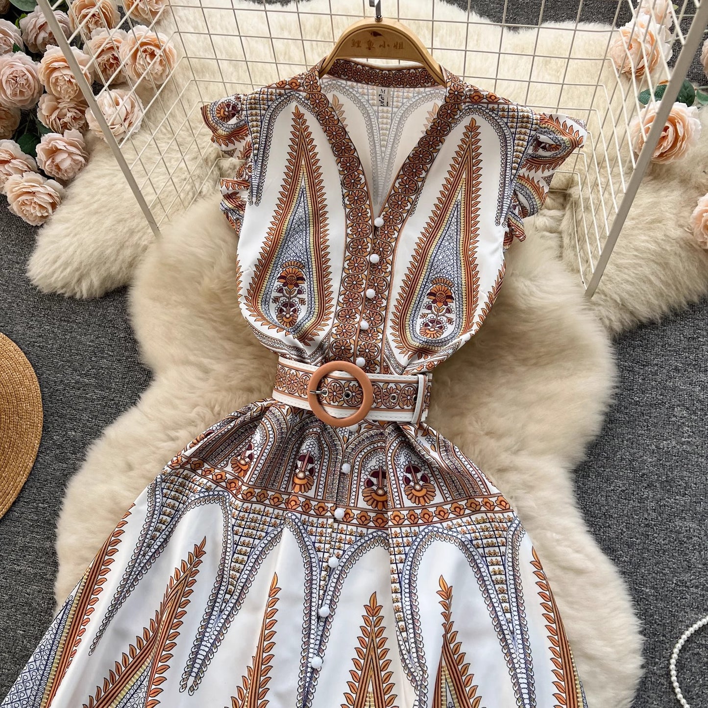 Women's Fashion Printed Temperament Slim Dress