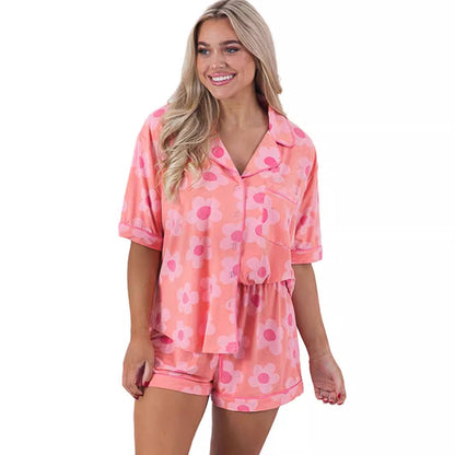 Women's Short-sleeved Two-piece Floral Printing Suit