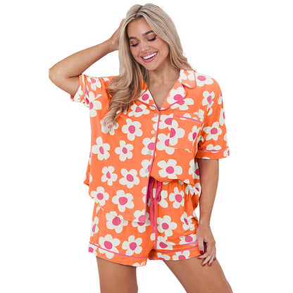 Women's Short-sleeved Two-piece Floral Printing Suit