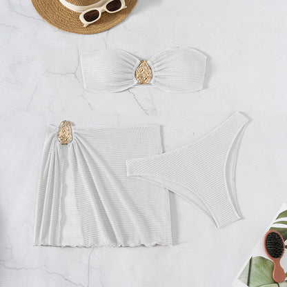 Hot Spring Vacation Beach Three-piece Split Swimsuit Skirt Bikini For Women