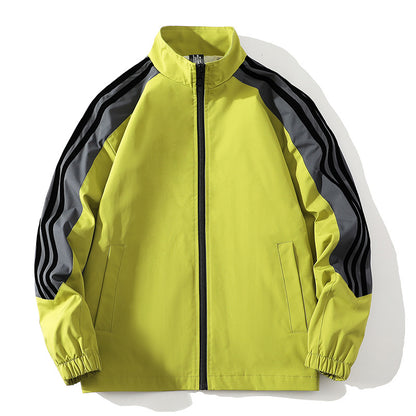 Sports Men's Trendy Handsome Casual Stand Collar Top And Trousers Two-piece Set