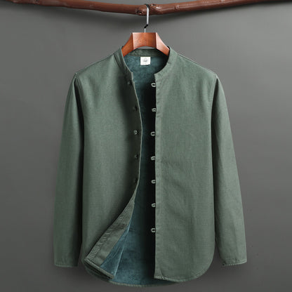 Tang Suit Outfit Chinese Retro Buckle Stand Collar Long Sleeve Cotton Linen Undershirt Coat
