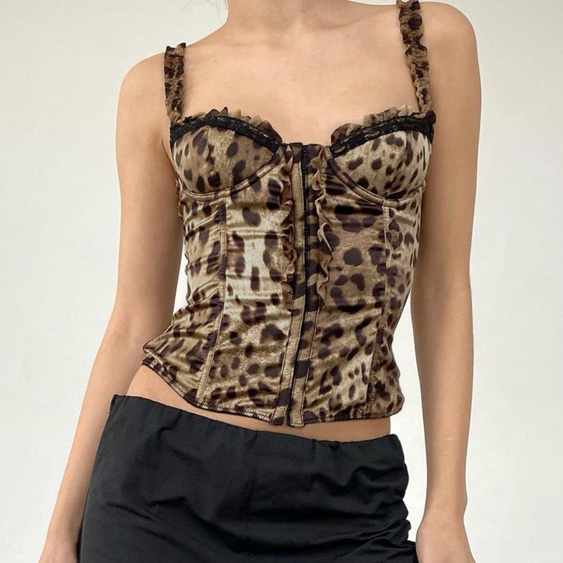Women's Fashionable Leopard Print Waist-tight Vest