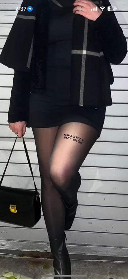 Silk Panties Flocking Pantyhose With Letters