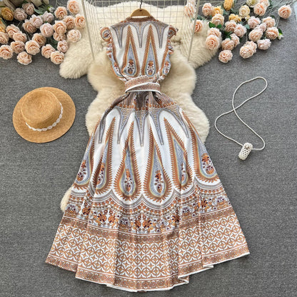 Women's Fashion Printed Temperament Slim Dress