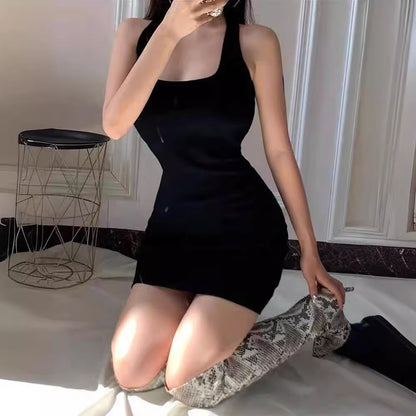 Camisole Halter Cross Tight-fitting Cinched Sheath Dress Women