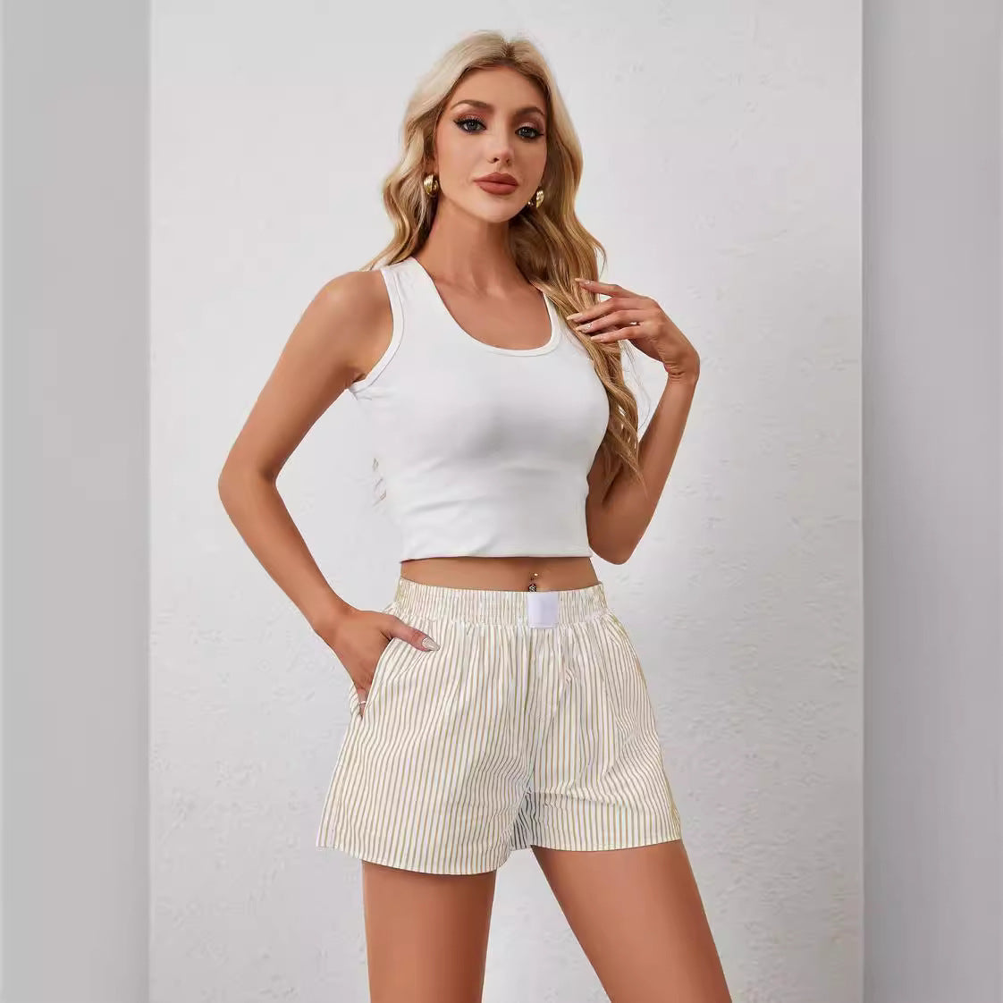 Fashion Individual Casual Striped Shorts For Women