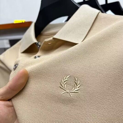Men's Lapel Half Sleeve Polo Shirt Light Luxury Business Embroidered T-shirt