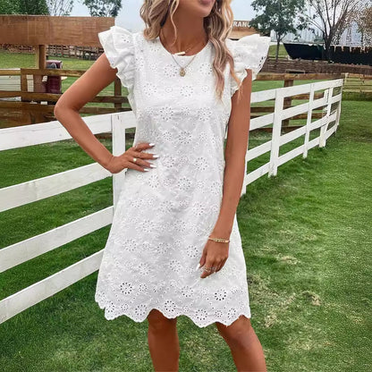 Lace Solid Color Loose Dress