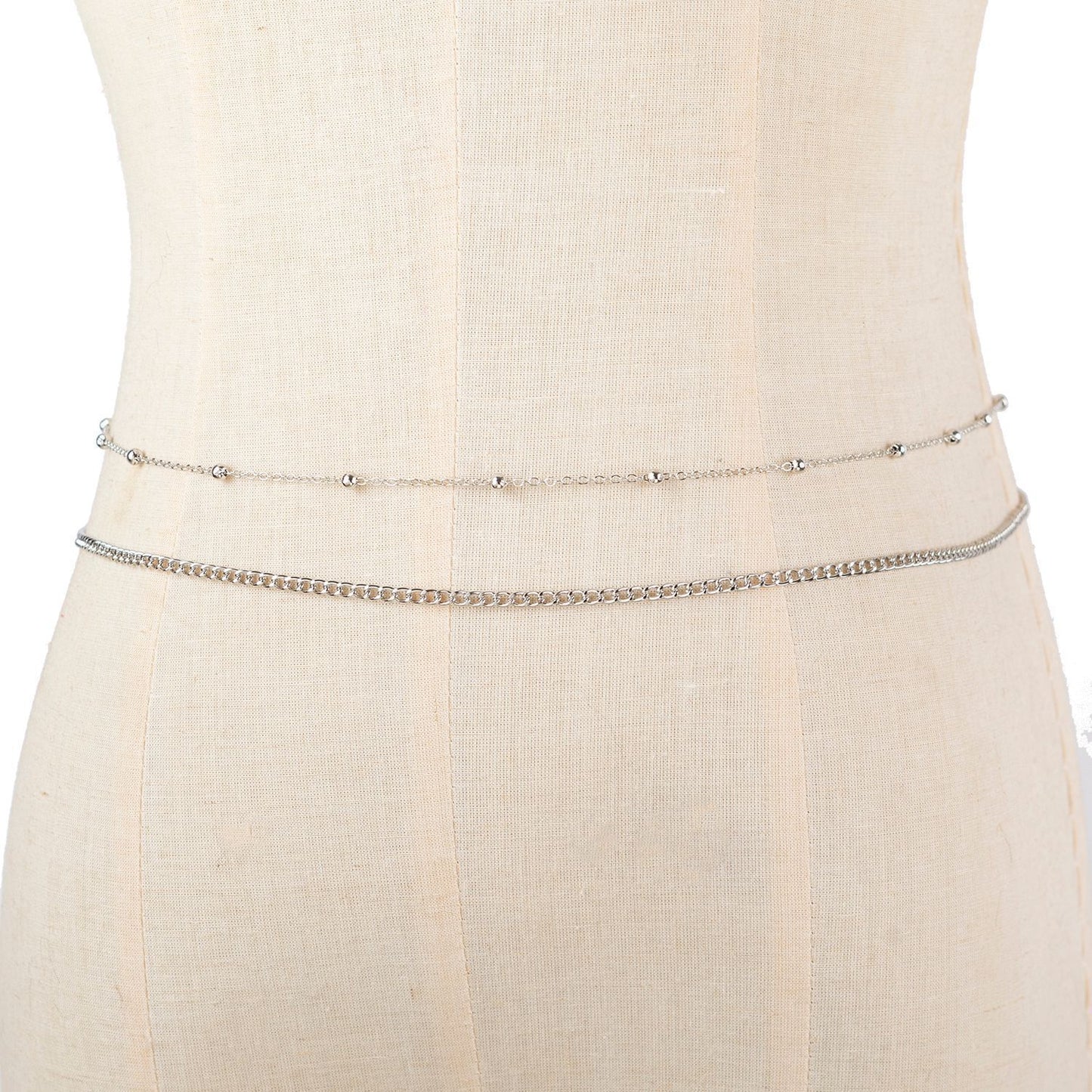 Women's Fashion Round Beads Chain Double-layer Waist Chain