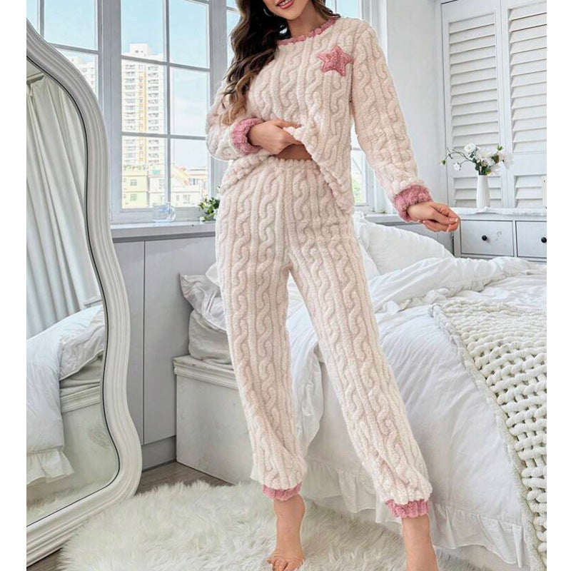 Fashion Sweet Color Matching Pajamas Women's Suit