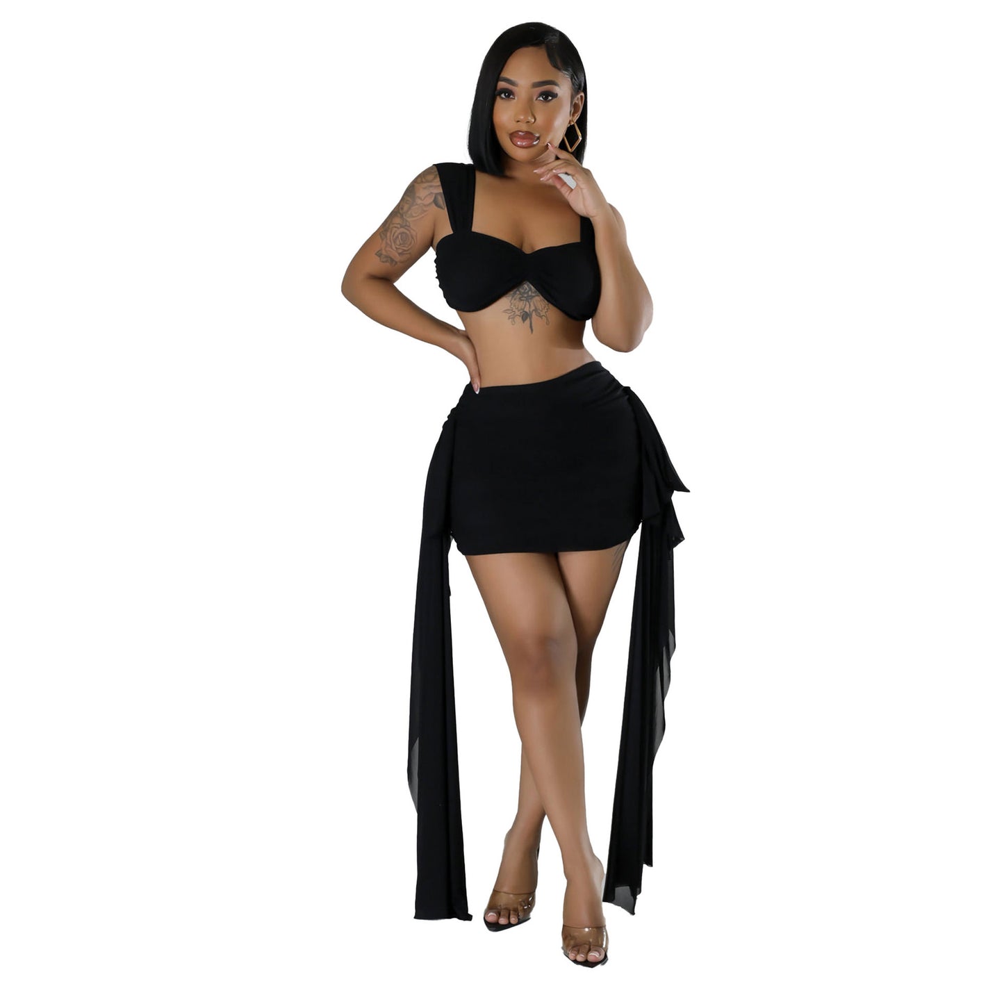 Casual Lotus Leaf Skirt Two-piece Set