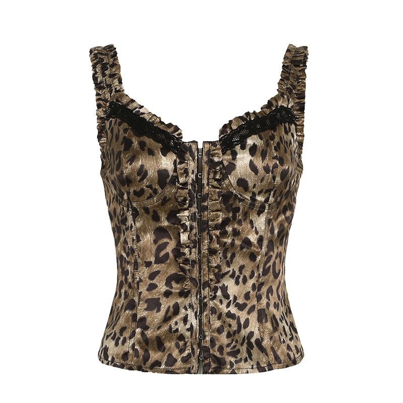 Women's Fashionable Leopard Print Waist-tight Vest