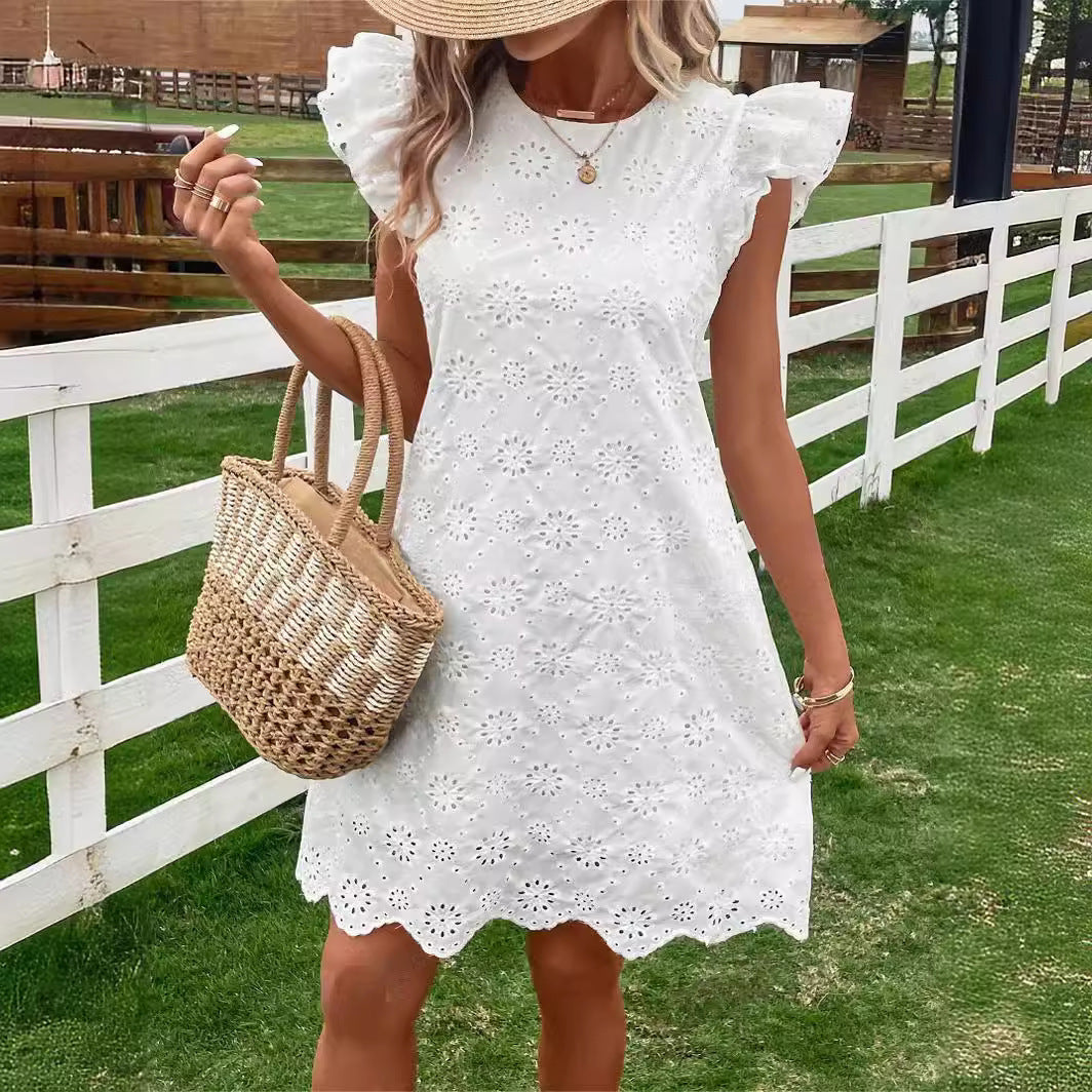 Lace Solid Color Loose Dress