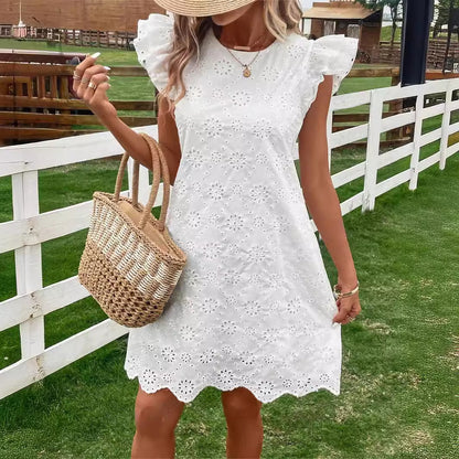 Lace Solid Color Loose Dress