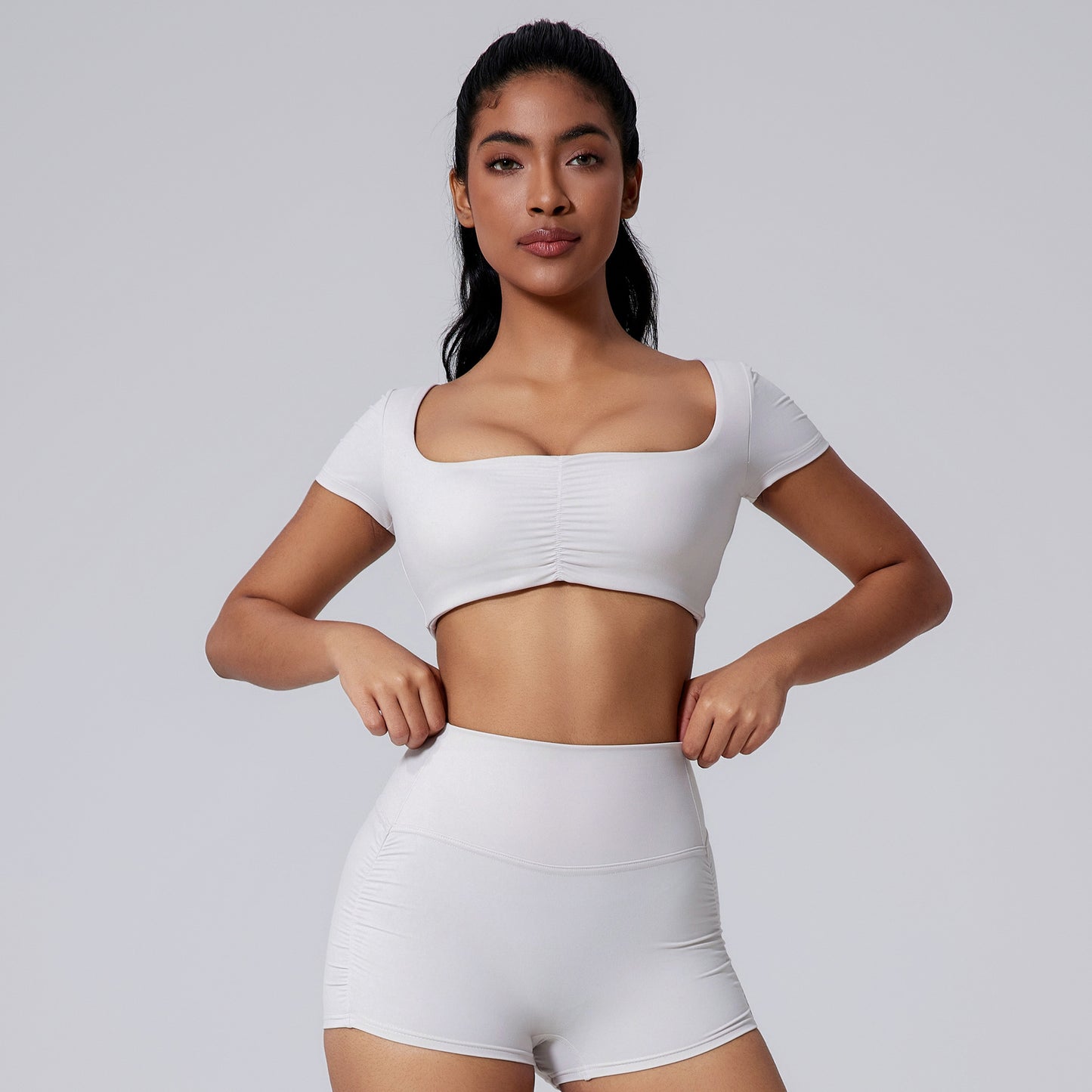 Women's Spring And Summer Solid Color Short Sleeve