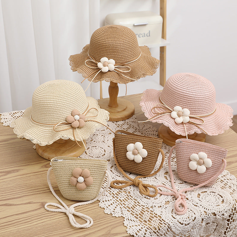 Girls' Sun-proof Sun Straw Hat Bag