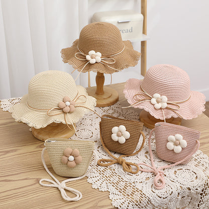 Girls' Sun-proof Sun Straw Hat Bag