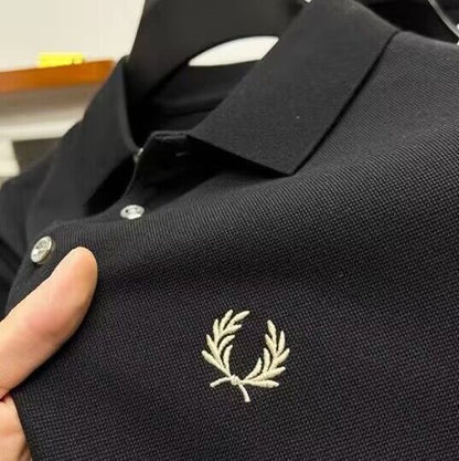 Men's Lapel Half Sleeve Polo Shirt Light Luxury Business Embroidered T-shirt